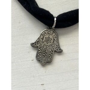 Hamsa Hand Charm Black Cord Choker Necklace Boho Hippie‎ Spiritual Amulet